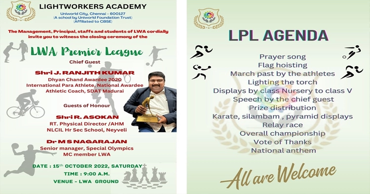Sports Day E-invite - Lightworkers Academy